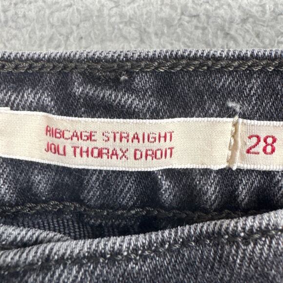 Levi's Ribcage Straight Jeans Joli Thorax Droit Black Wash Size 28 French Levi's - Picture 8 of 11